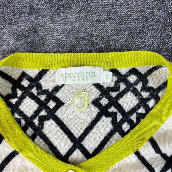 Spartina 449 100% Merino Wool Seven Oaks Cardigan Geometric Women's S *Read - Picture 4 of 15
